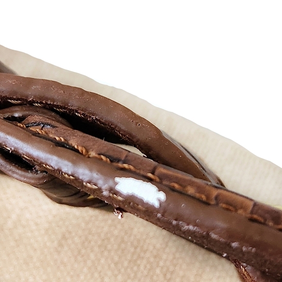 Wide woven brown leather belt stretchy cream strap classic boho summer S/M - Picture 6 of 7